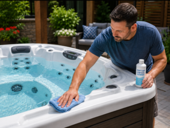 cleaning a hot tub